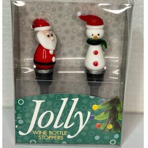 NWB Jolly Wine Bottle Stoppers Holiday Santa Snowman Handmade